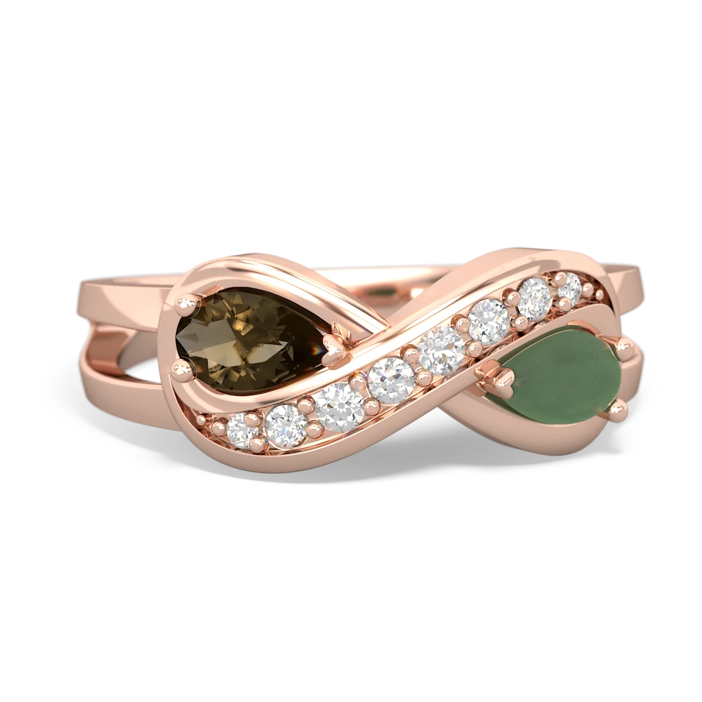 Smoky Quartz Diamond Infinity 14K Rose Gold ring R5390