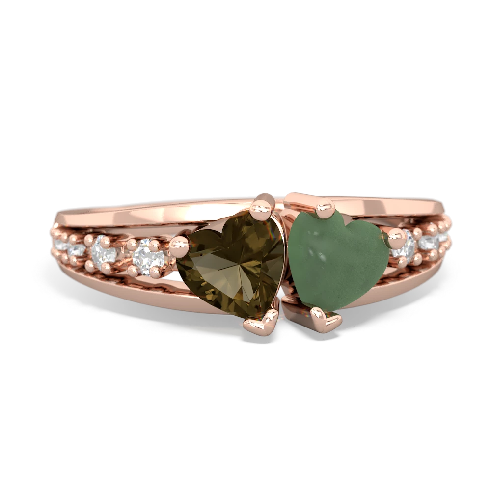 Smoky Quartz Heart To Heart 14K Rose Gold ring R3342