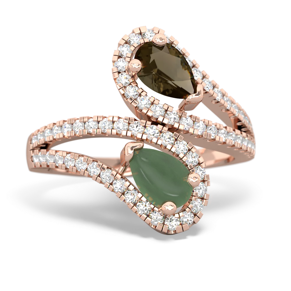 Smoky Quartz Diamond Dazzler 14K Rose Gold ring R3000