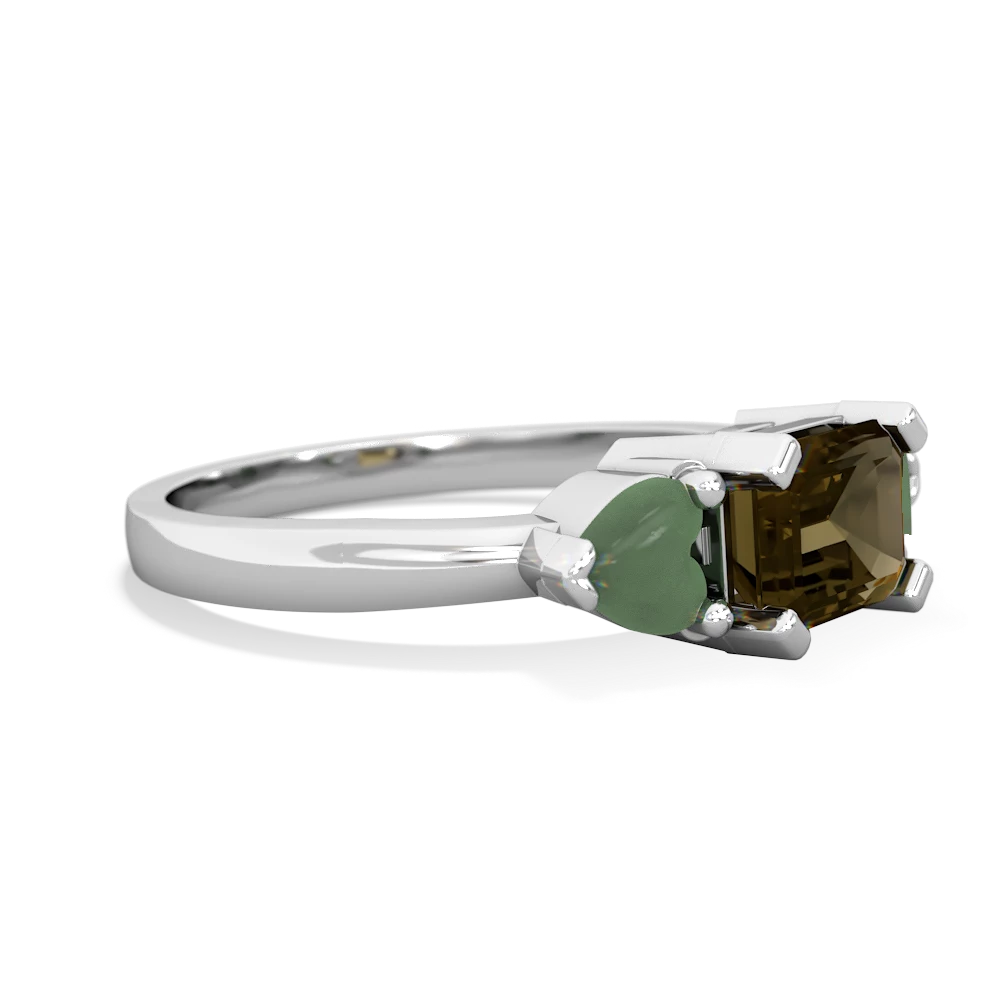 Smoky Quartz Three Stone 14K White Gold ring R5235