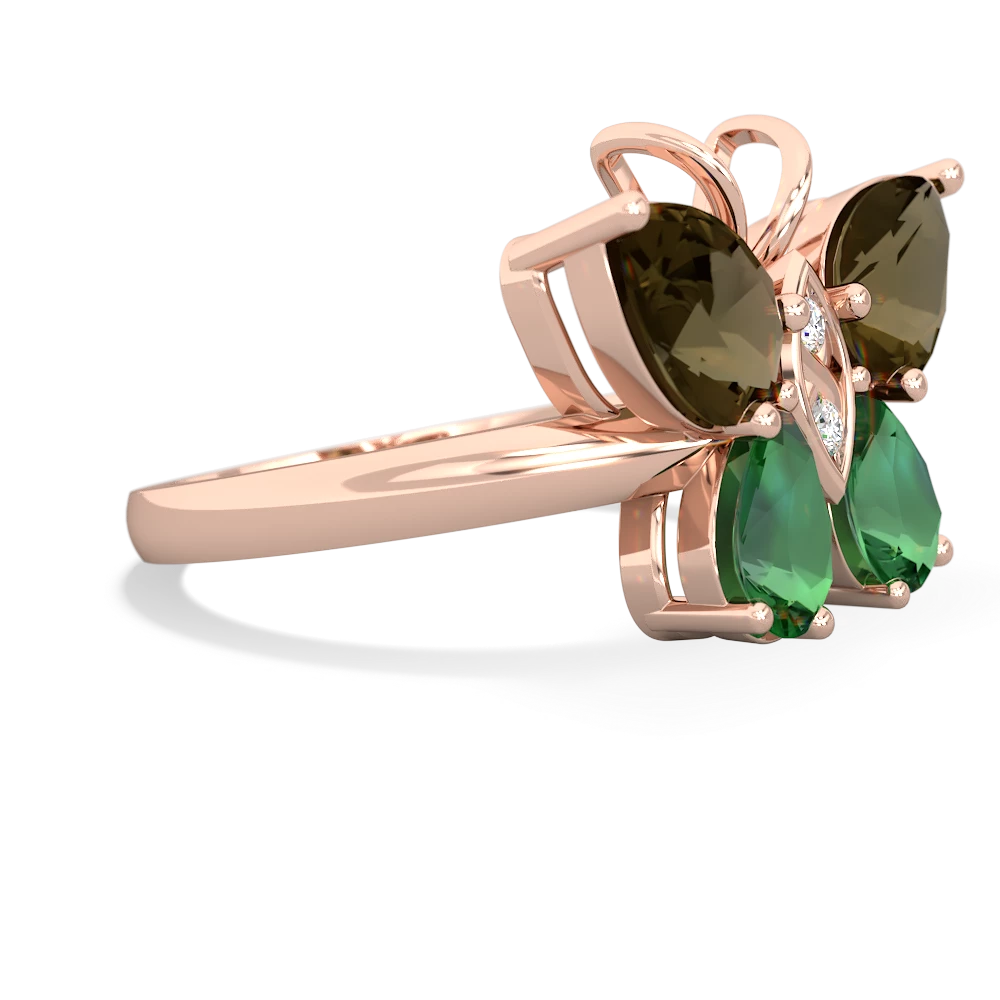 Smoky Quartz Butterfly 14K Rose Gold ring R2215