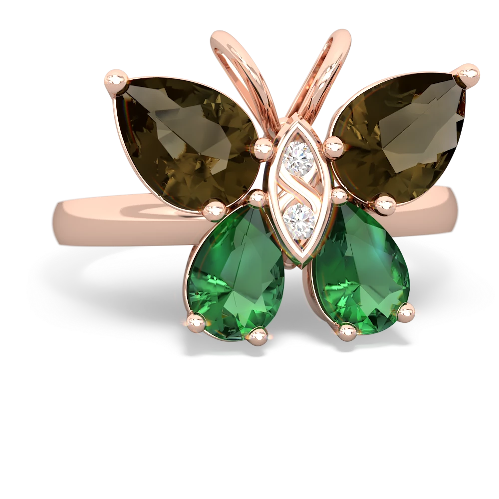 Smoky Quartz Butterfly 14K Rose Gold ring R2215