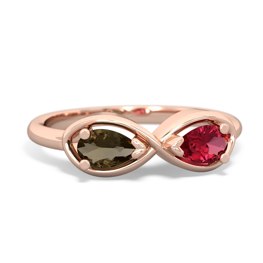 Smoky Quartz Infinity 14K Rose Gold ring R5050