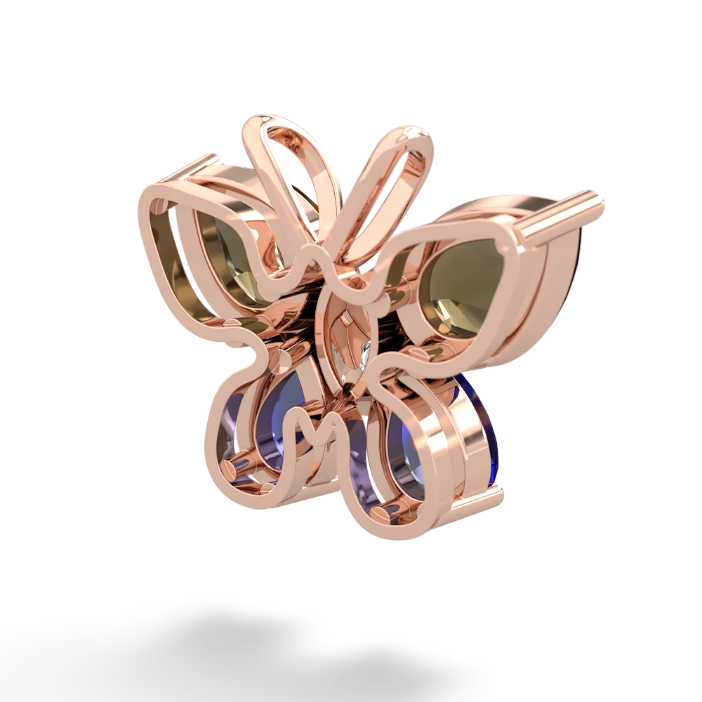 Smoky Quartz Butterfly 14K Rose Gold pendant P2215