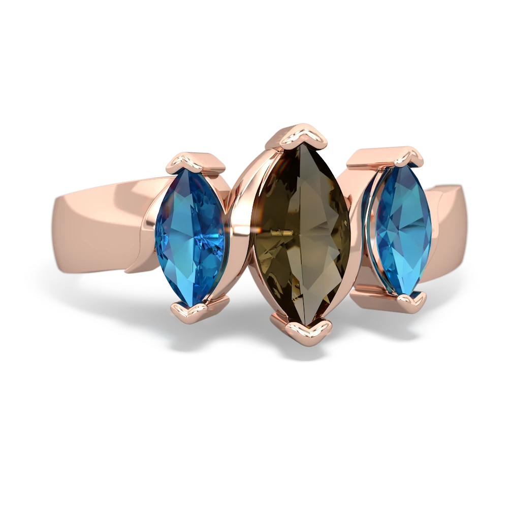 Smoky Quartz Three Peeks 14K Rose Gold ring R2433