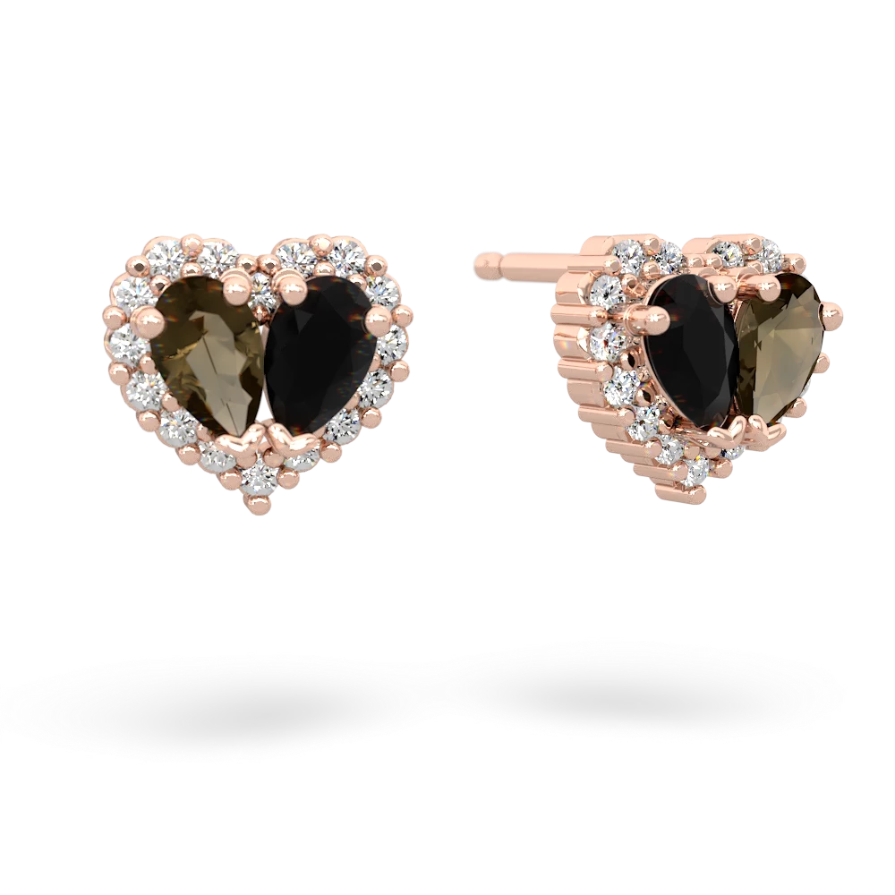 Smoky Quartz Halo 14K Rose Gold earrings E7008