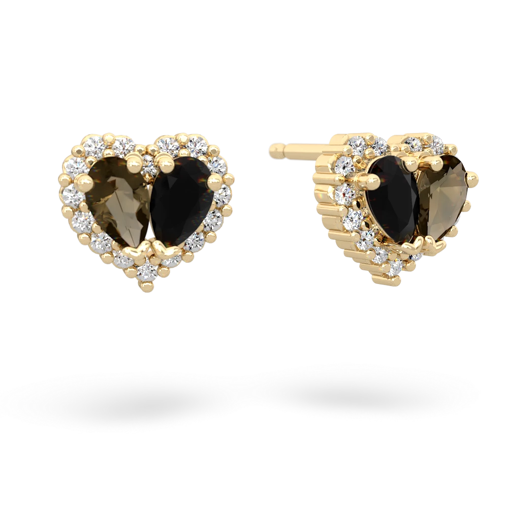 Smoky Quartz Halo 14K Yellow Gold earrings E7008