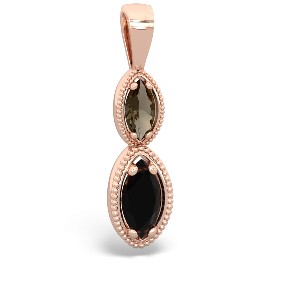 Smoky Quartz Antique-Style Halo 14K Rose Gold pendant P5700