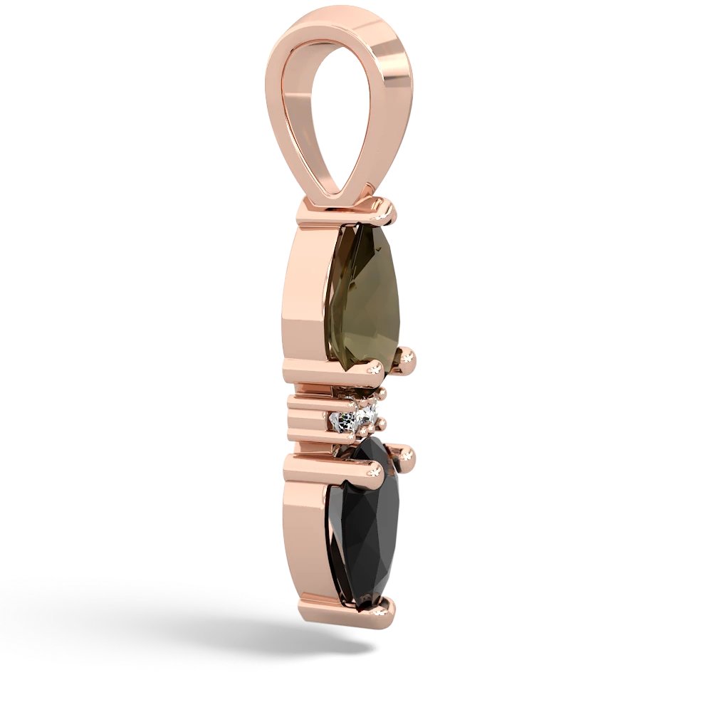 Smoky Quartz Bowtie Drop 14K Rose Gold pendant P0865