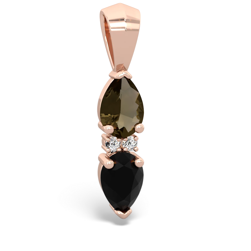 Smoky Quartz Bowtie Drop 14K Rose Gold pendant P0865