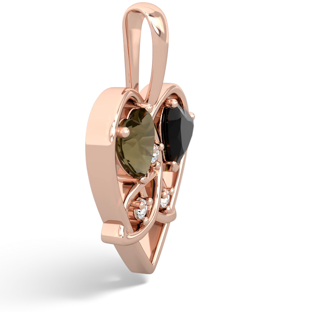 Smoky Quartz Celtic Trinity Heart 14K Rose Gold pendant P5331