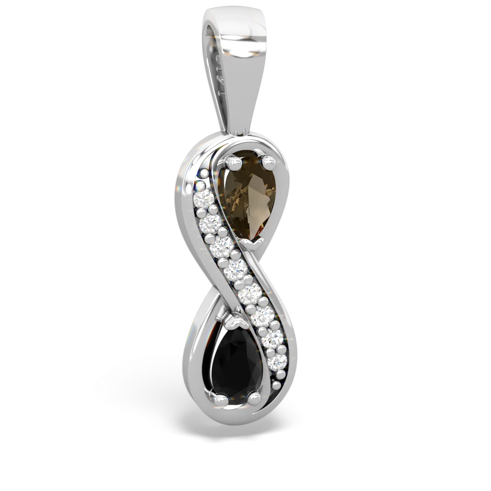 Smoky Quartz Diamond Infinity 14K White Gold pendant P5390