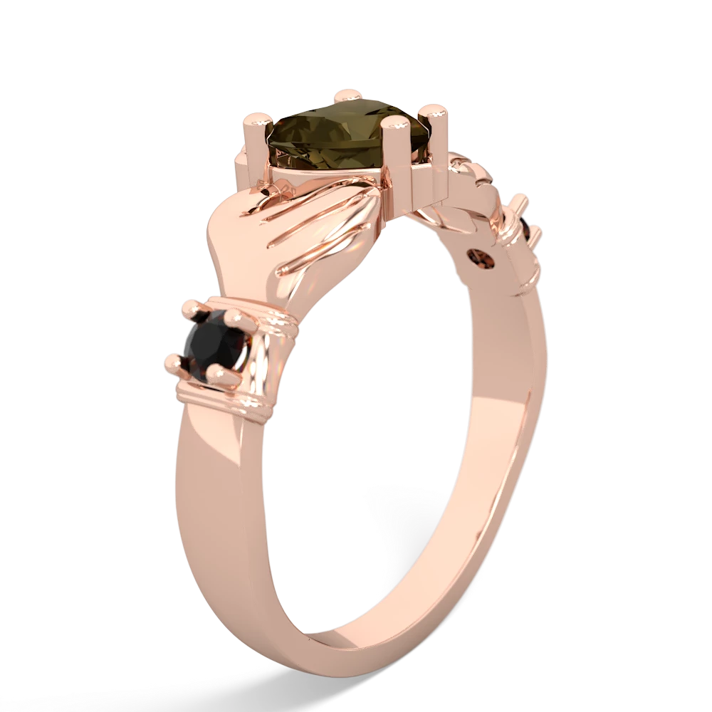 Smoky Quartz Claddagh Keepsake 14K Rose Gold ring R5245