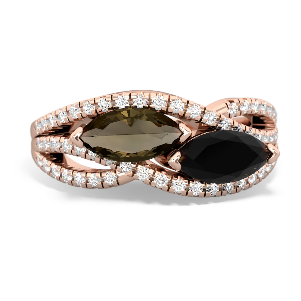 Smoky Quartz Diamond Rivers 14K Rose Gold ring R3070