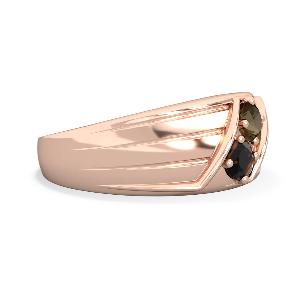 Smoky Quartz Men's Streamline 14K Rose Gold ring R0460