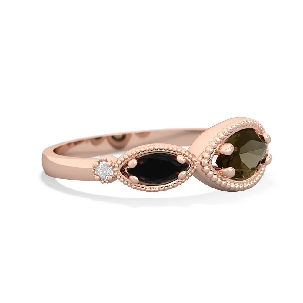 Smoky Quartz Milgrain Marquise 14K Rose Gold ring R5700