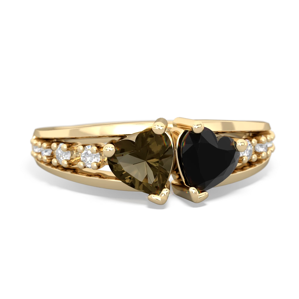 Smoky Quartz Heart To Heart 14K Yellow Gold ring R3342