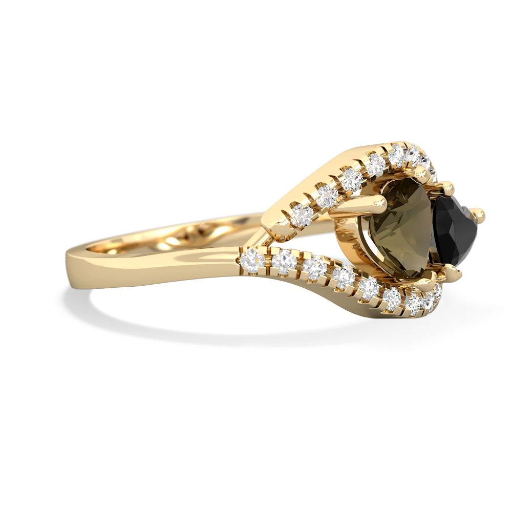 Smoky Quartz Mother And Child 14K Yellow Gold ring R3010