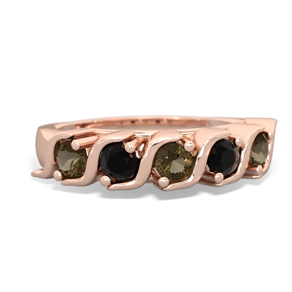 Smoky Quartz Anniversary Band 14K Rose Gold ring R2089