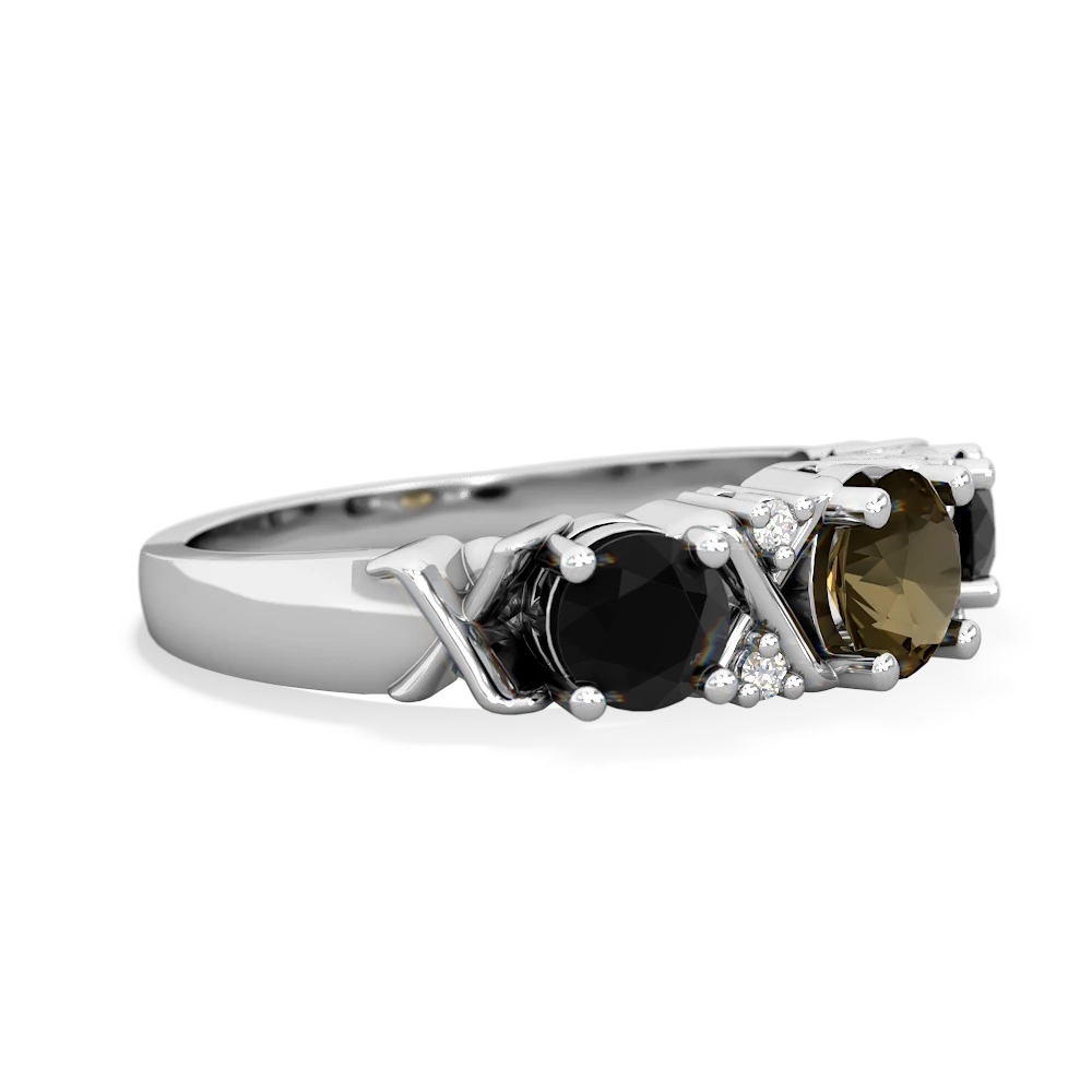 Smoky Quartz Hugs And Kisses 14K White Gold ring R5016