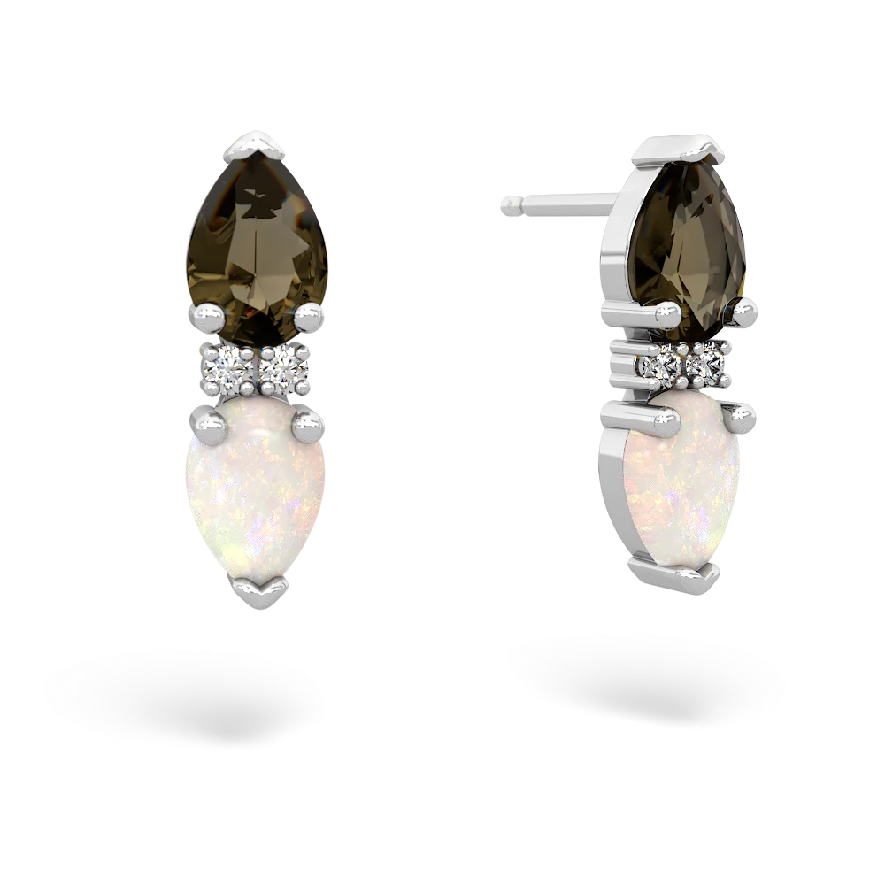 Smoky Quartz Bowtie Drop 14K White Gold earrings E0865