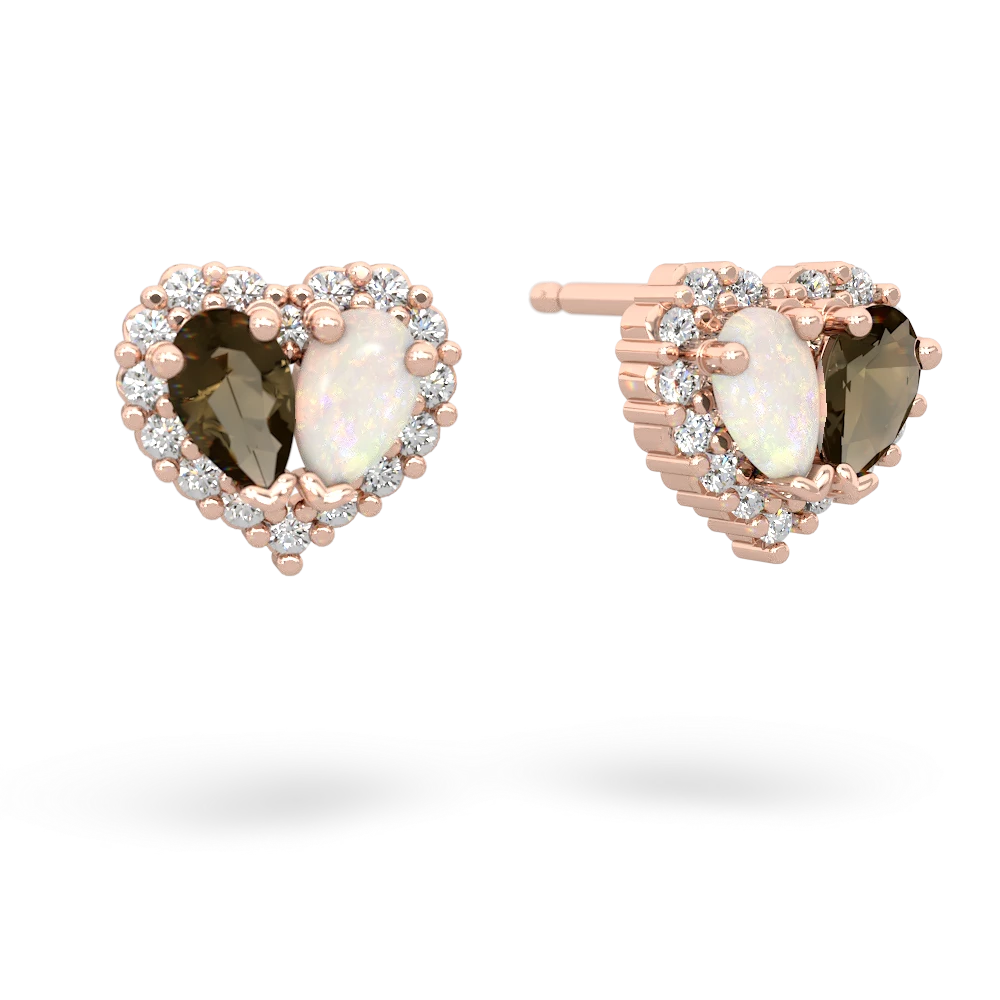 Smoky Quartz Halo 14K Rose Gold earrings E7008