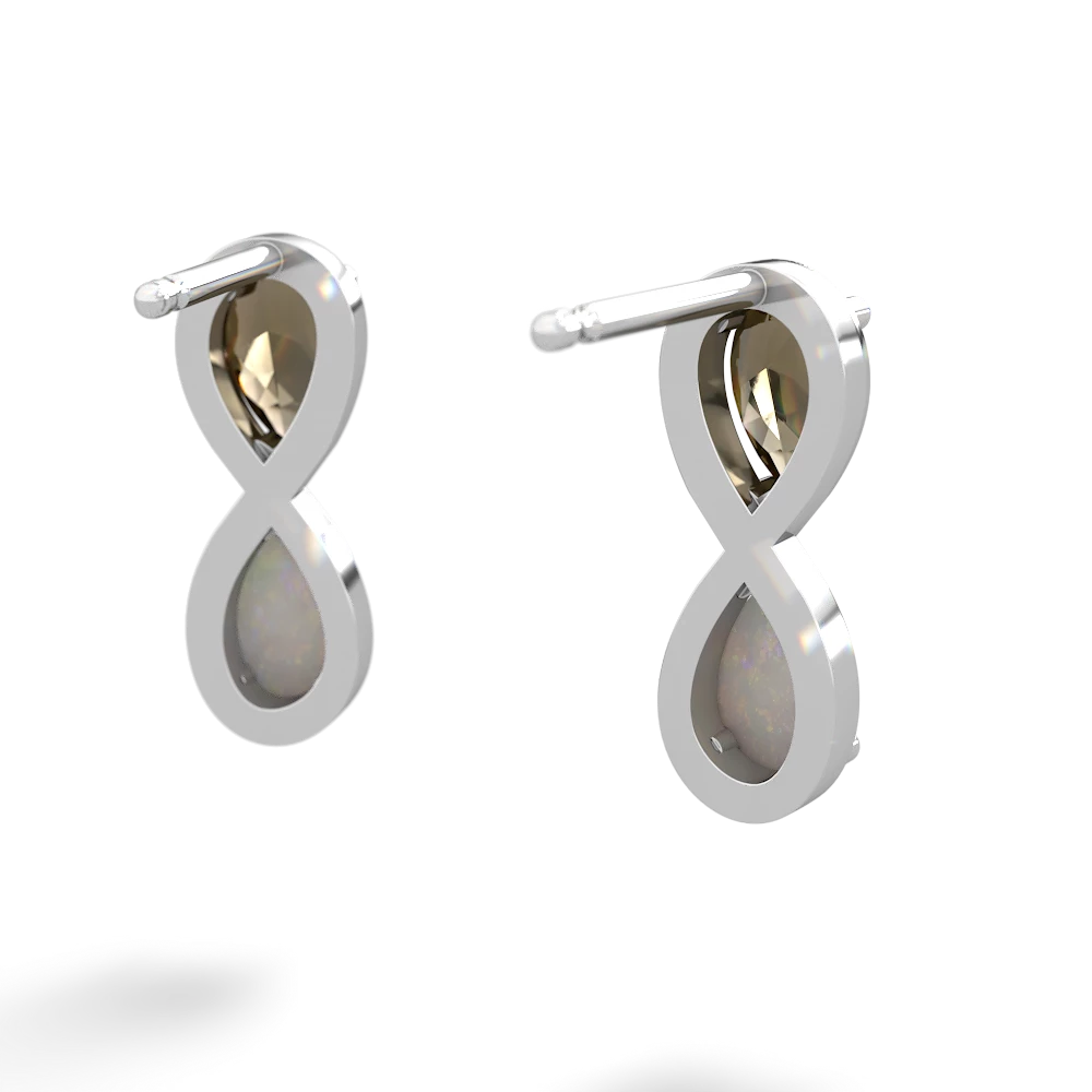 Smoky Quartz Infinity 14K White Gold earrings E5050