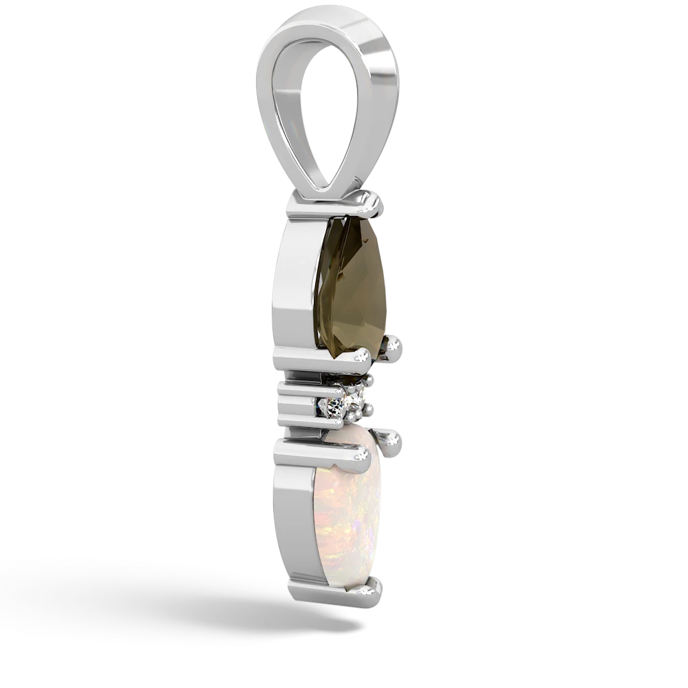 Smoky Quartz Bowtie Drop 14K White Gold pendant P0865