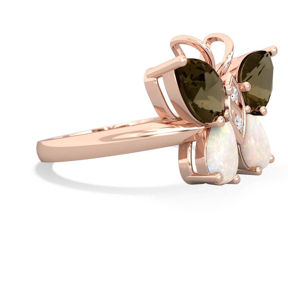 Smoky Quartz Butterfly 14K Rose Gold ring R2215