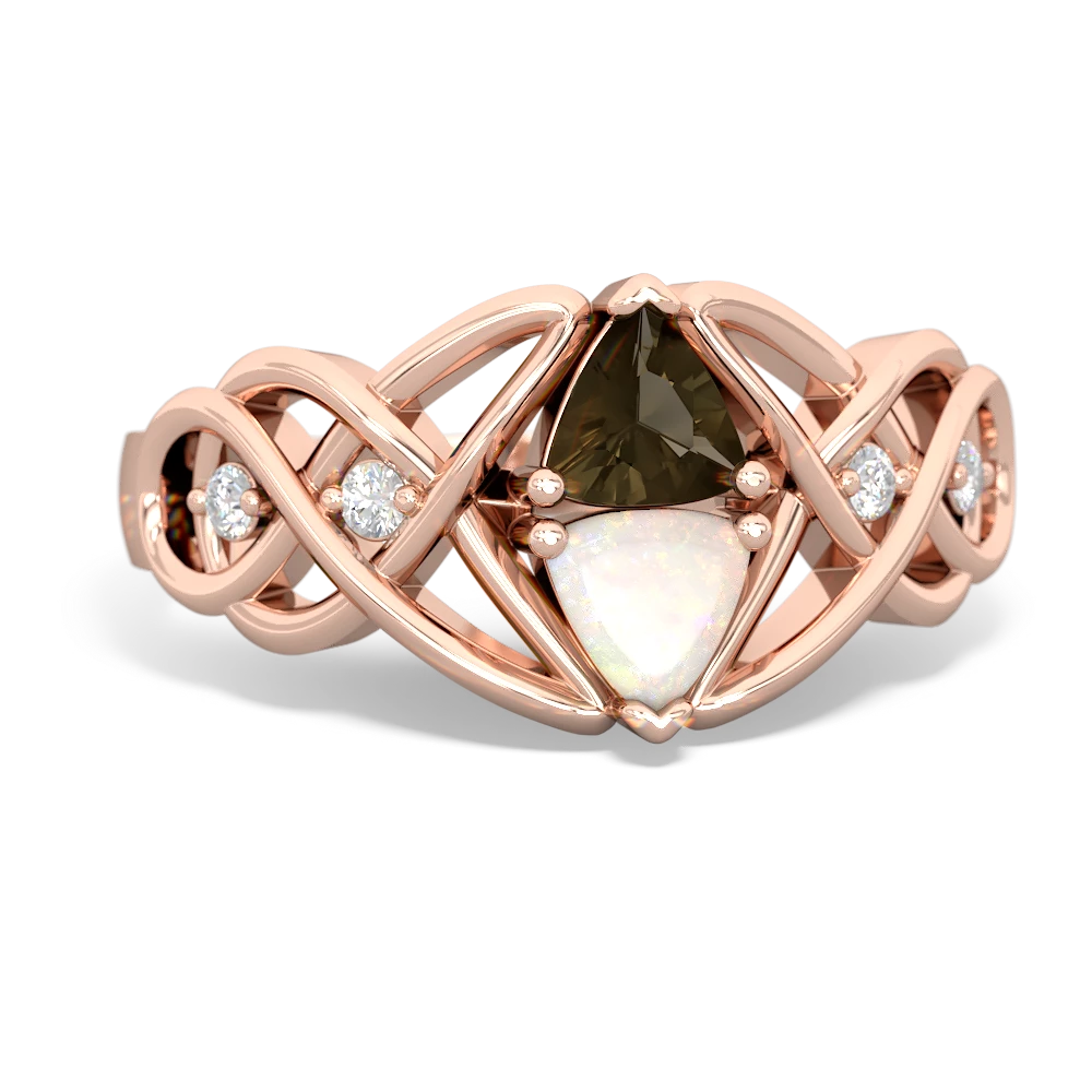 Smoky Quartz Keepsake Celtic Knot 14K Rose Gold ring R5300