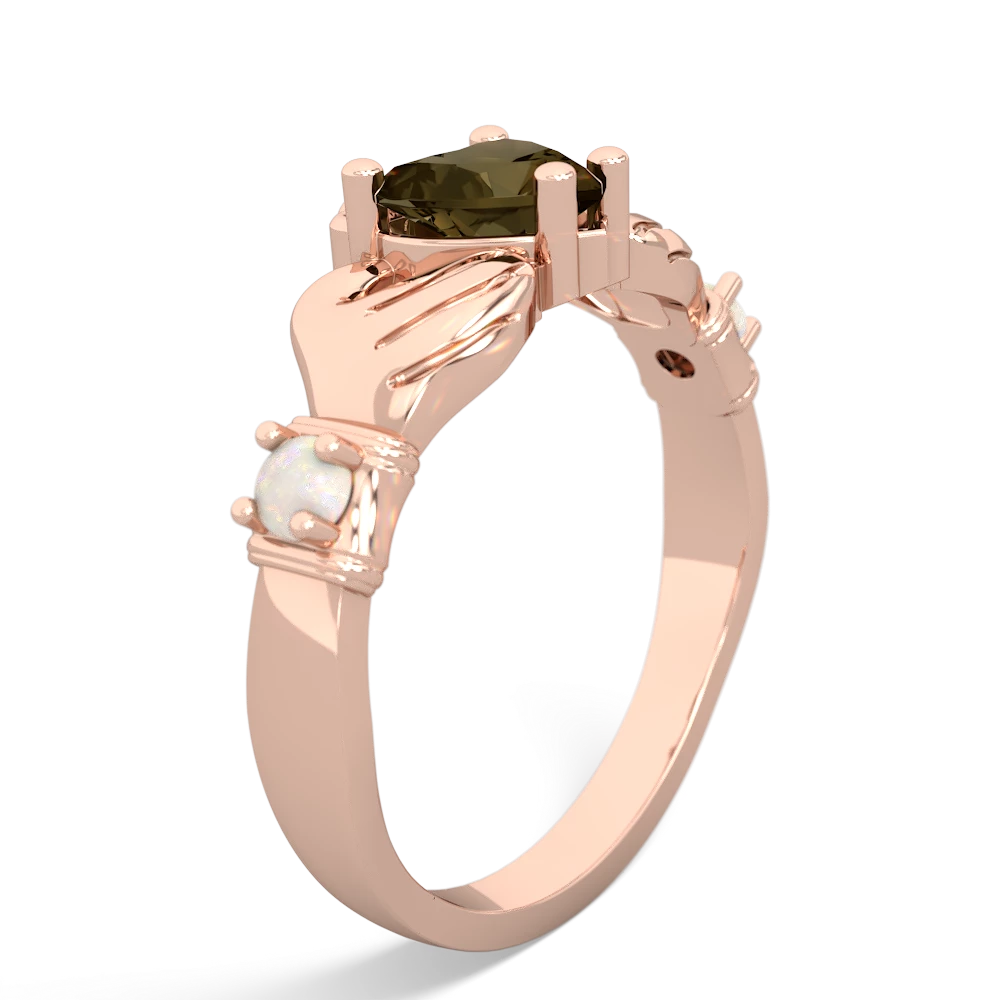 Smoky Quartz Claddagh Keepsake 14K Rose Gold ring R5245