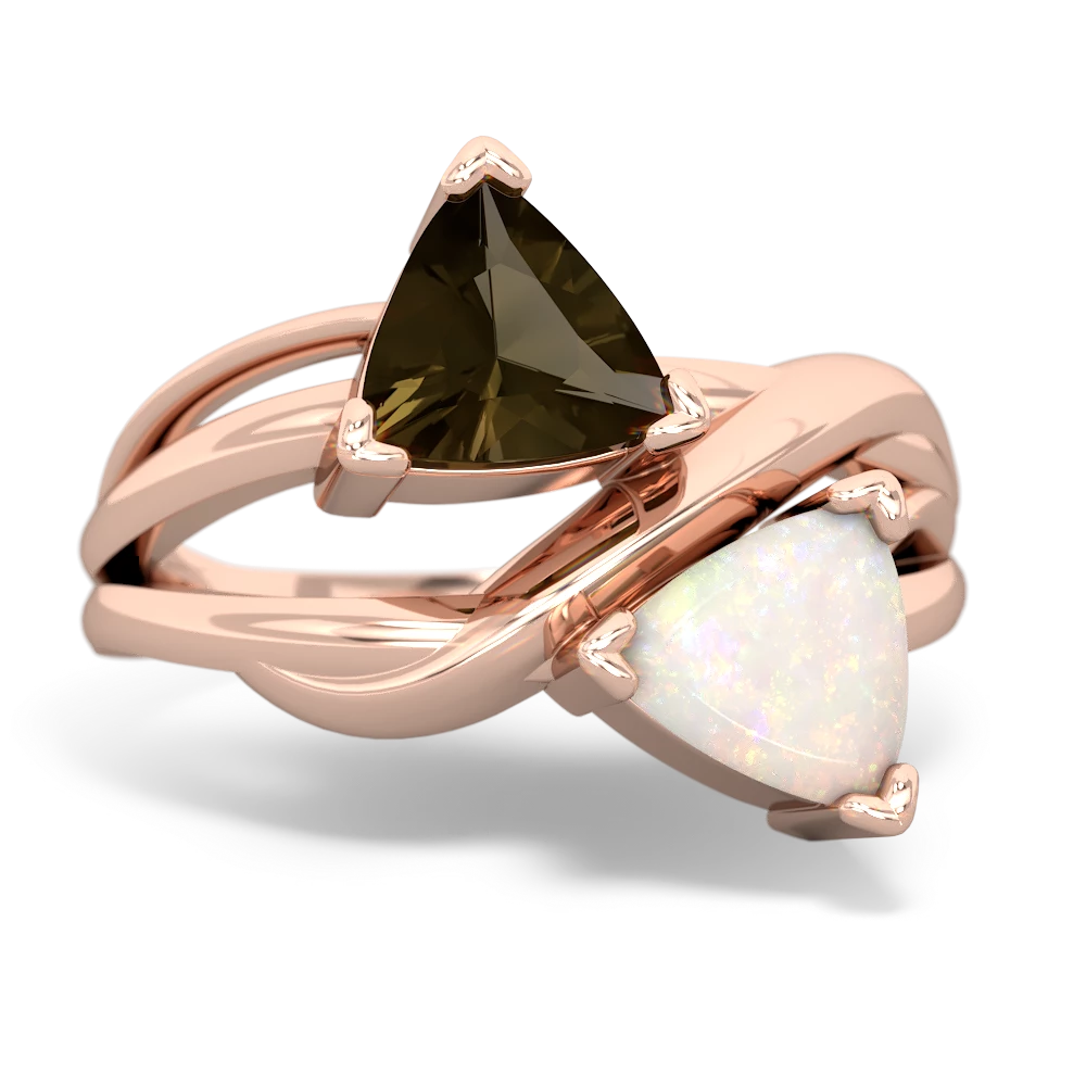 Smoky Quartz Split Band Swirl 14K Rose Gold ring R2341