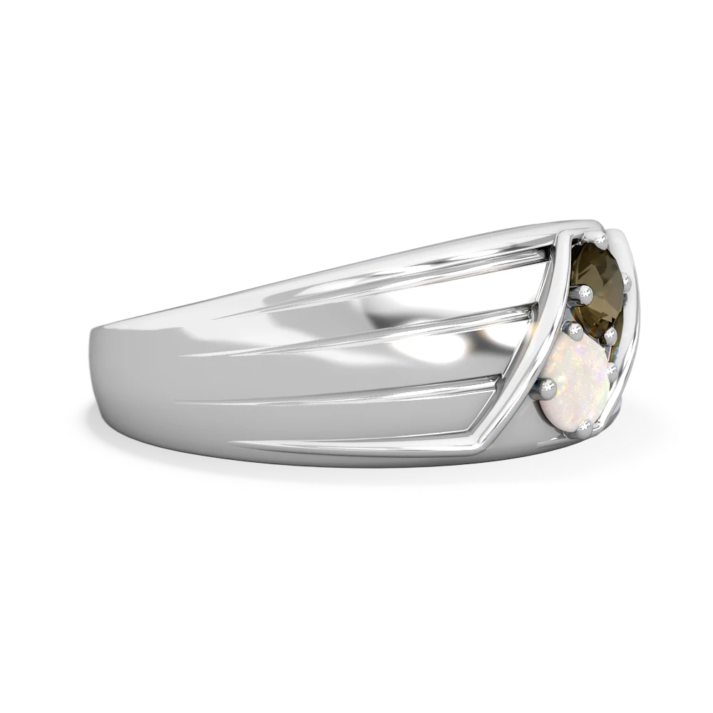 Smoky Quartz Men's Streamline 14K White Gold ring R0460