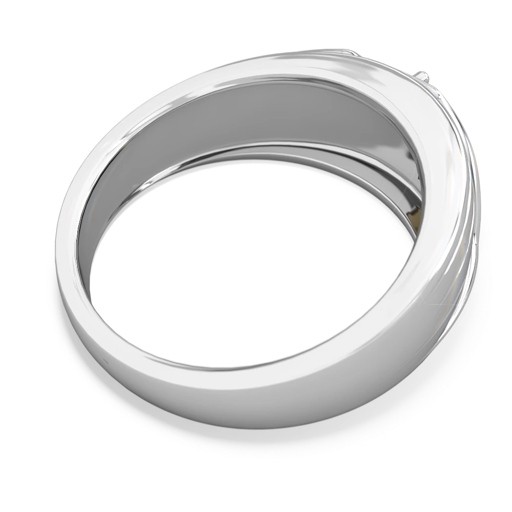 Smoky Quartz Men's Streamline 14K White Gold ring R0460