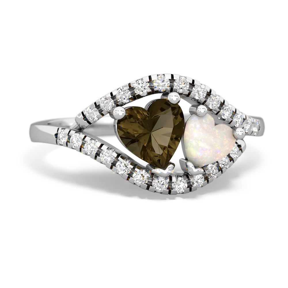 Smoky Quartz Mother And Child 14K White Gold ring R3010