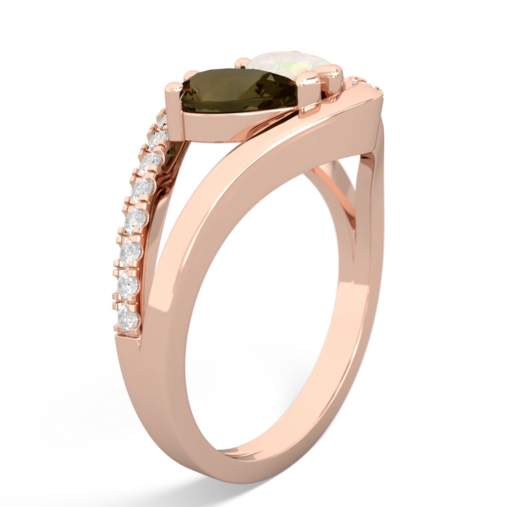 Smoky Quartz Nestled Heart Keepsake 14K Rose Gold ring R5650