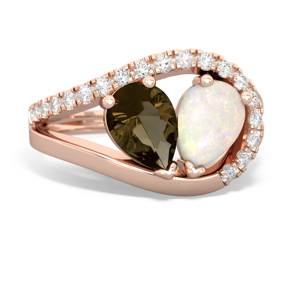 Smoky Quartz Nestled Heart Keepsake 14K Rose Gold ring R5650