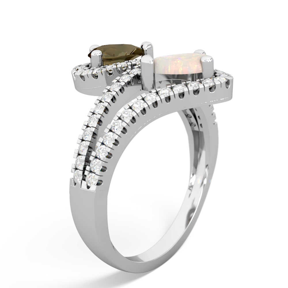 Smoky Quartz Diamond Dazzler 14K White Gold ring R3000