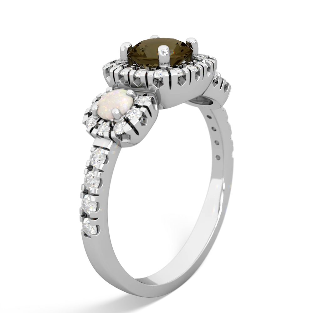 Smoky Quartz Regal Halo 14K White Gold ring R5350