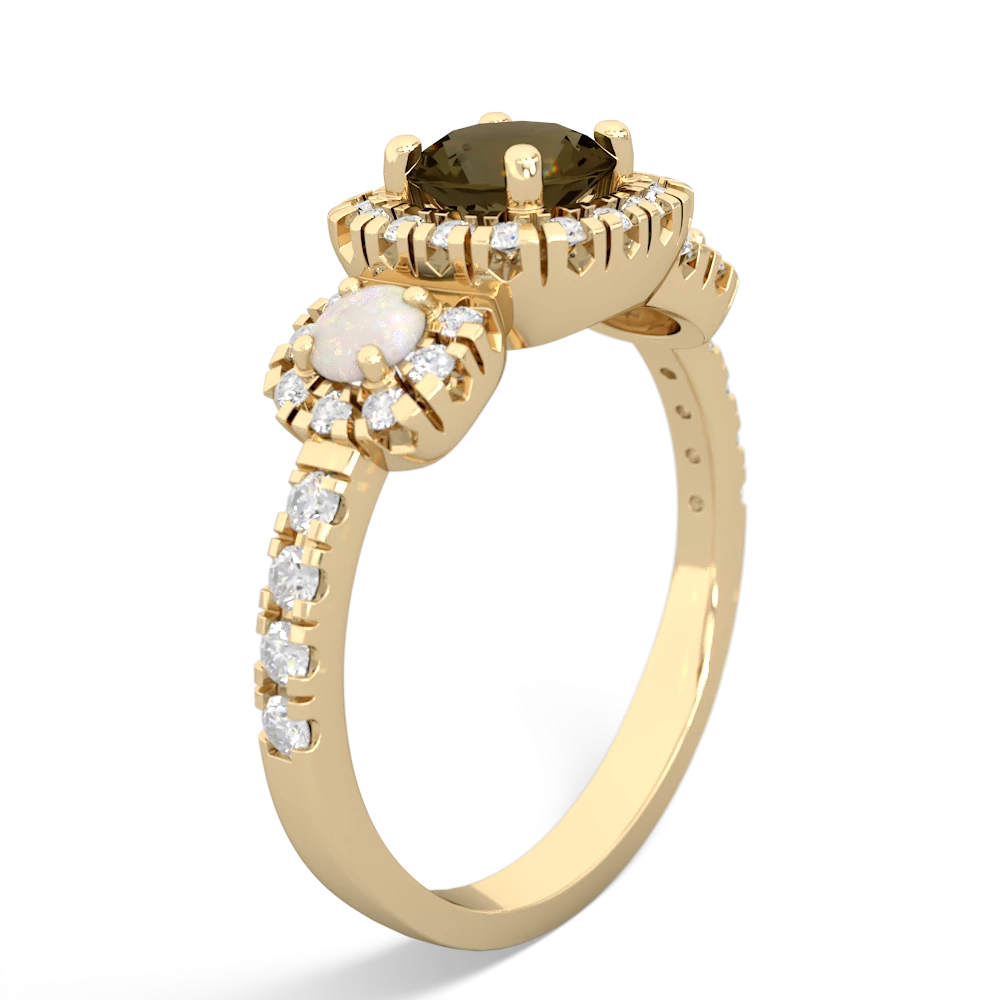 Smoky Quartz Regal Halo 14K Yellow Gold ring R5350