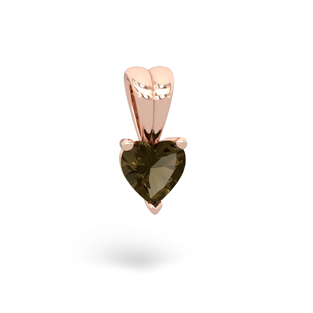 Smoky Quartz 5Mm Heart Solitaire 14K Rose Gold pendant P1861