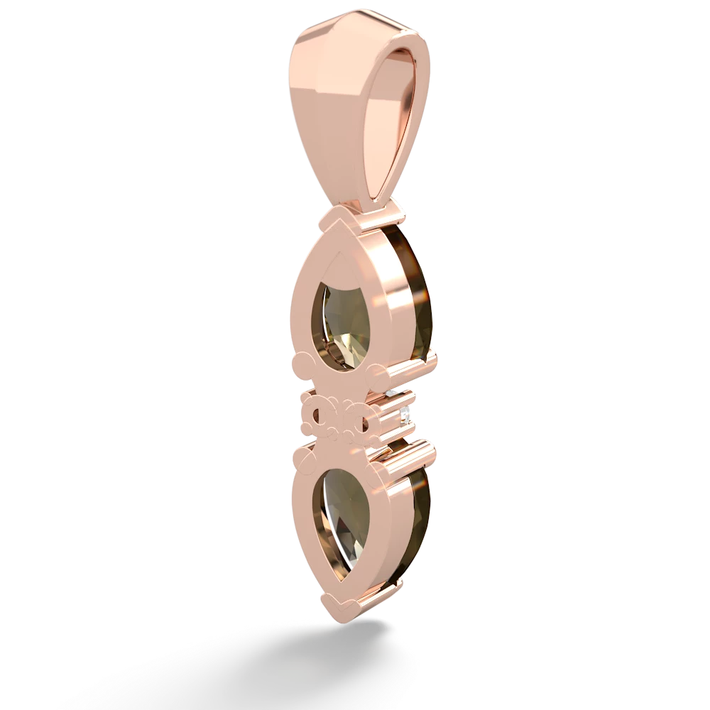 Smoky Quartz Bowtie Drop 14K Rose Gold pendant P0865