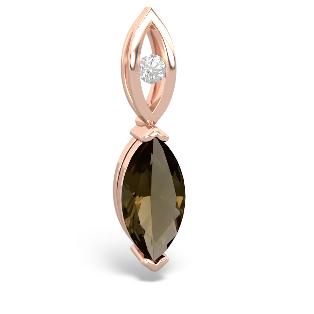 Smoky Quartz Marquise Drop 14K Rose Gold pendant P5333