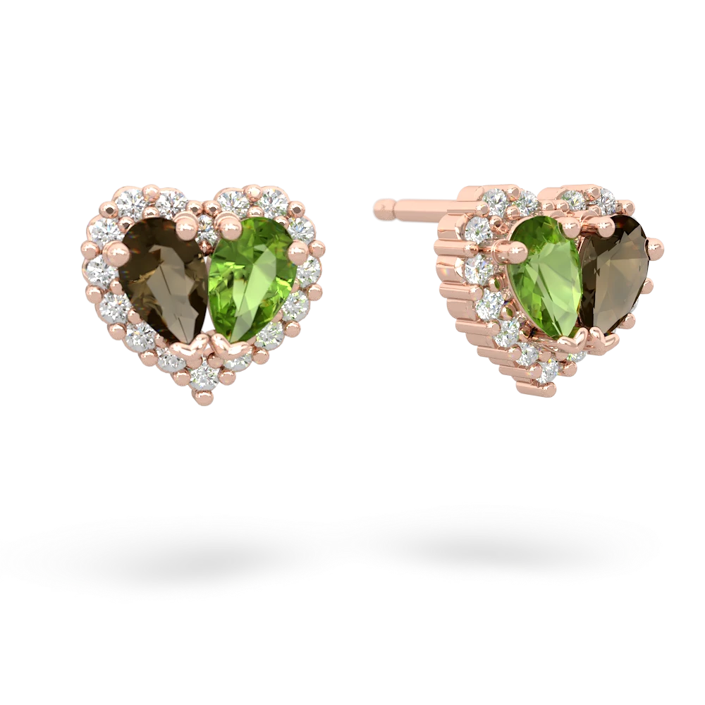 Smoky Quartz Halo 14K Rose Gold earrings E7008