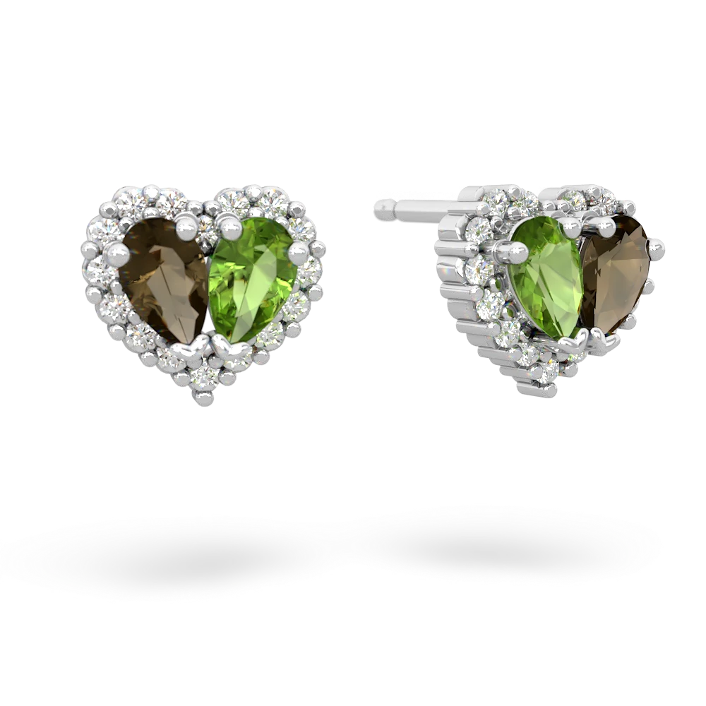 Smoky Quartz Halo 14K White Gold earrings E7008