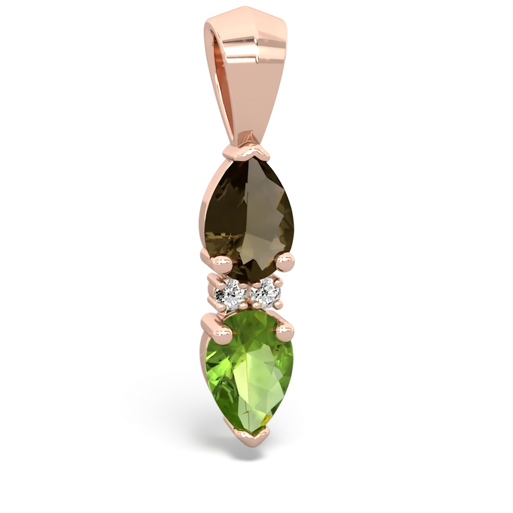 Smoky Quartz Bowtie Drop 14K Rose Gold pendant P0865