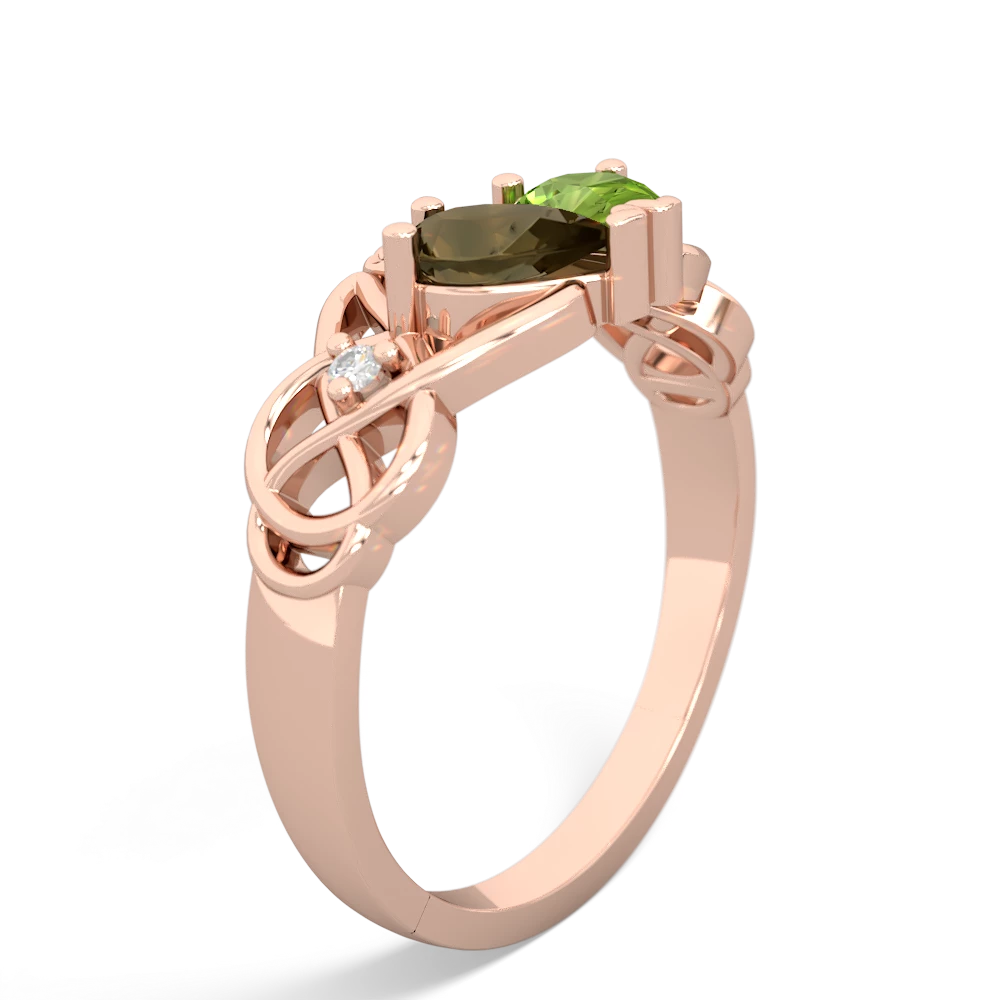 Smoky Quartz 'One Heart' Celtic Knot Claddagh 14K Rose Gold ring R5322