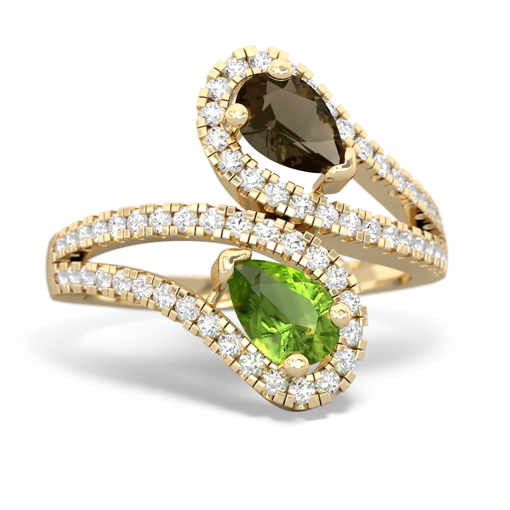 Smoky Quartz Diamond Dazzler 14K Yellow Gold ring R3000