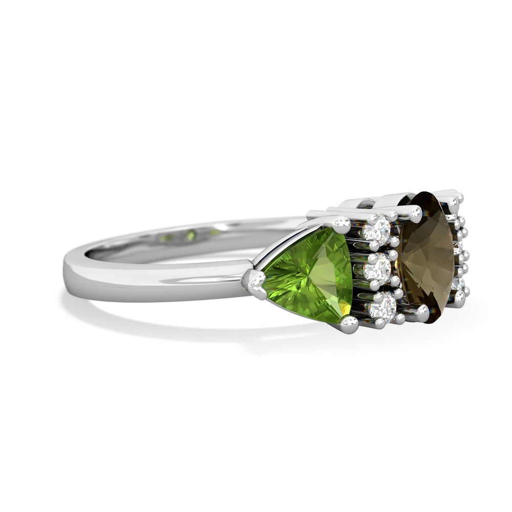 Smoky Quartz Antique Style Three Stone 14K White Gold ring R2186