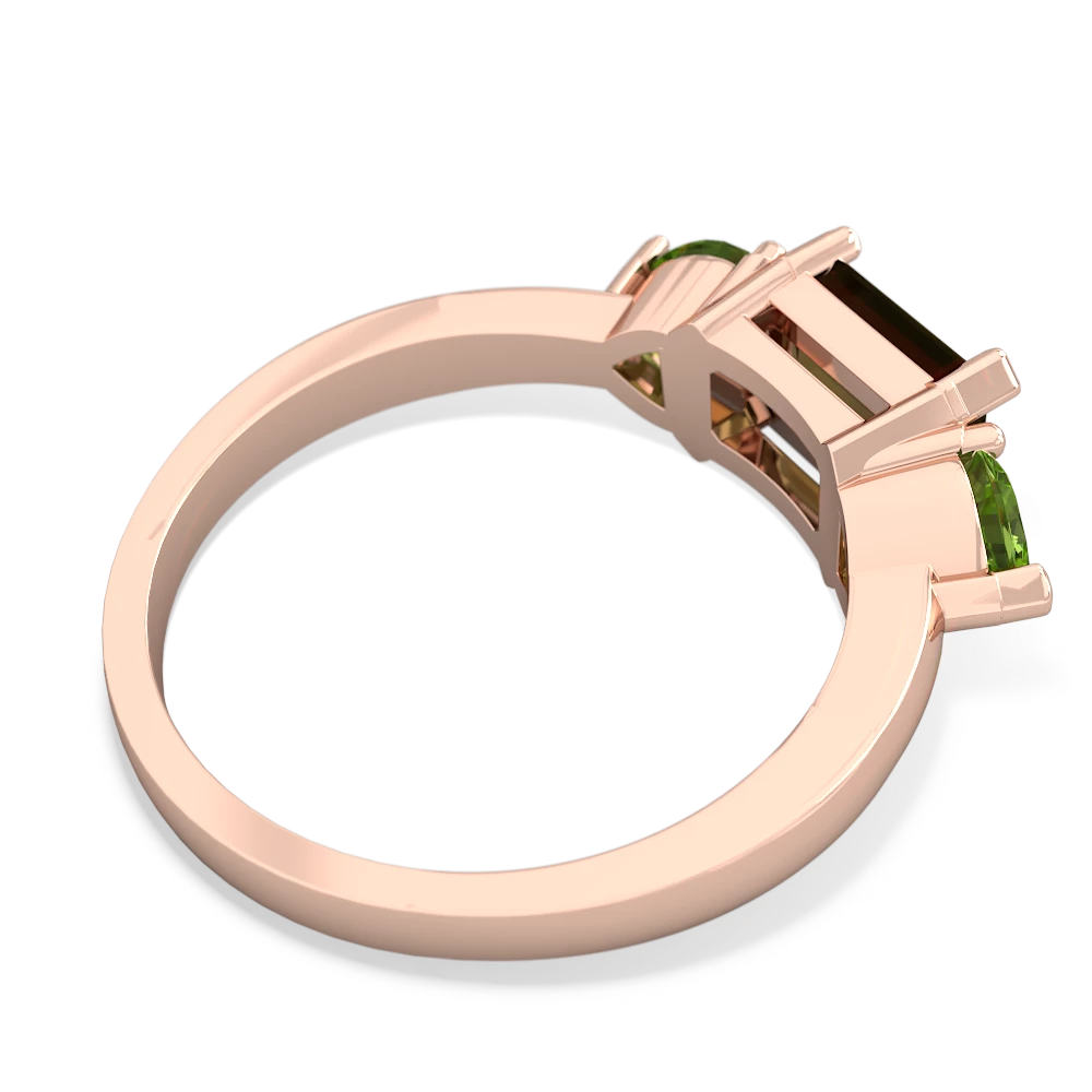 Smoky Quartz Three Stone 14K Rose Gold ring R5235